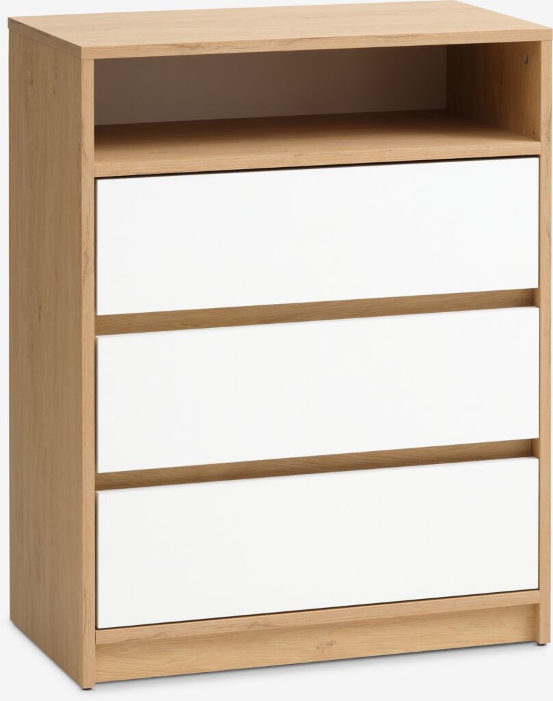 Komoda 3 ladice BILLUND bijela/hrast