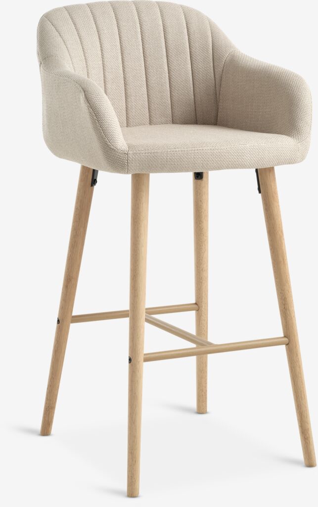 Barska stolica ADSLEV bež tkanina/natur hrast boja