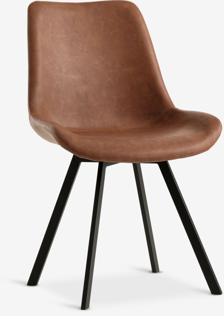 Blagovaonska stolica HYGUM okretna konjak umjetna koža/crna