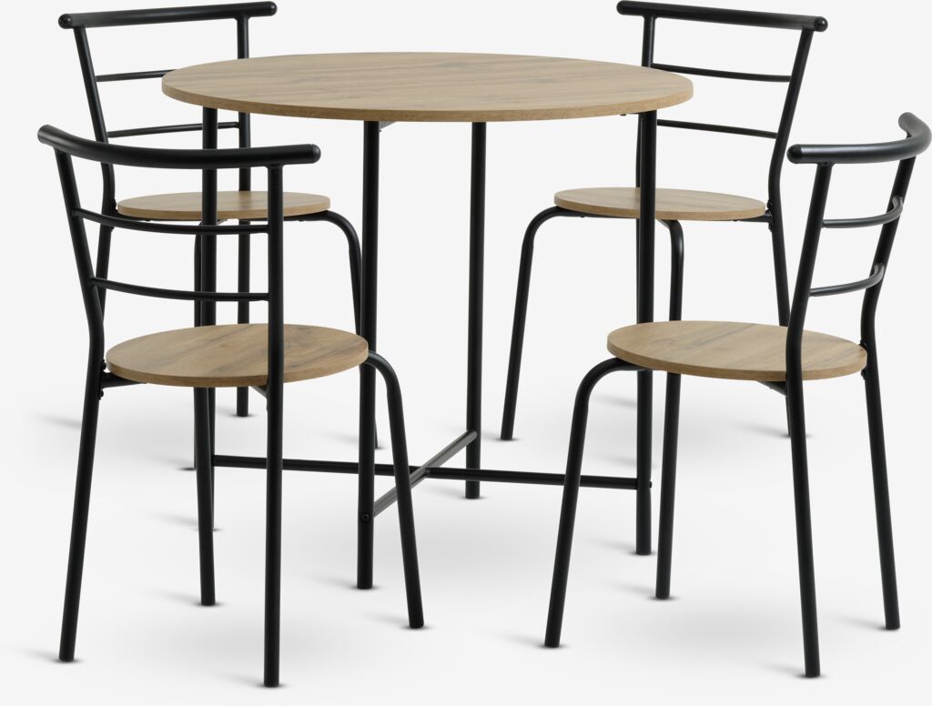 GADSTRUP Ø85 stol + 4 GADSTRUP crna/divlji natur hrast