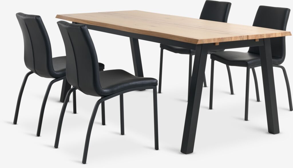 SKOVLUNDE D200 stol natur hrast+ 4 ASAA stolice crna