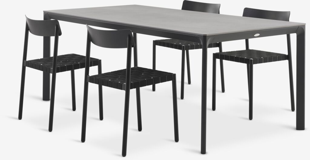 KUMLA D200 stol siva + 4 HAGLEBU stolice crna