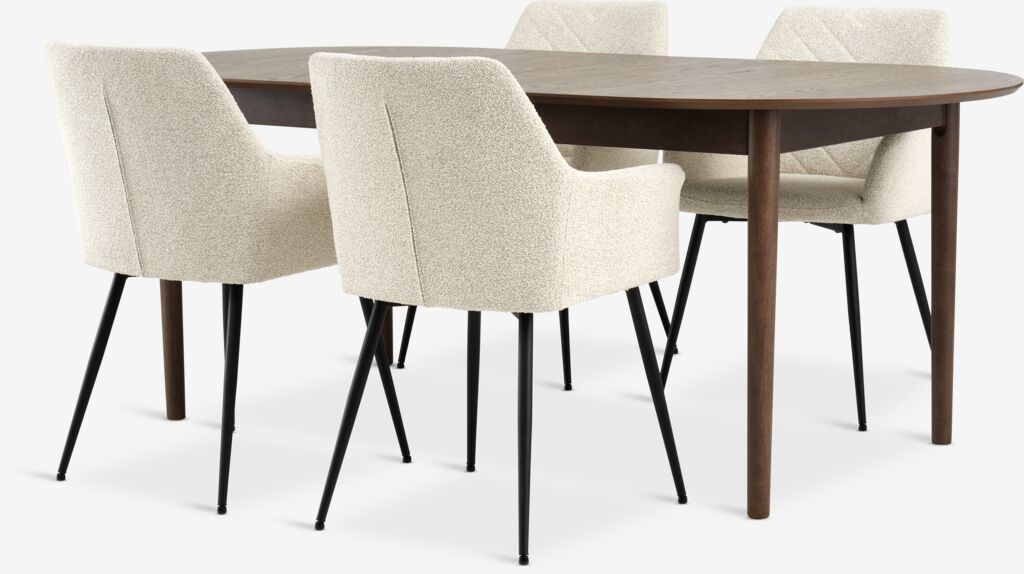 MARSTRAND D200/280 stol tamni hrast + 4 PURHUS prlj.bijela