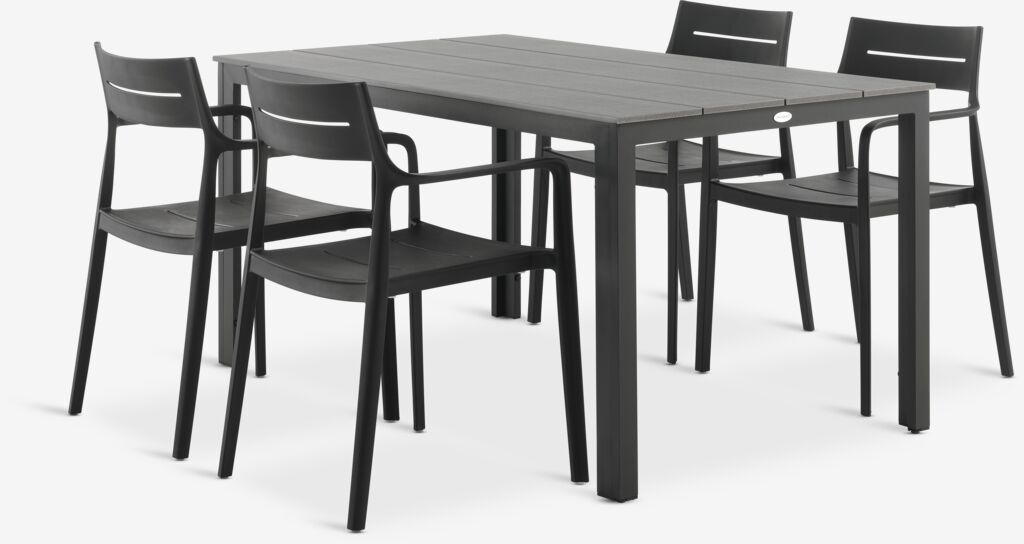 MARIELYST L150 stol siva + 4 INGSTRUP stolice crna