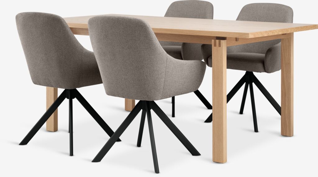 MEJLSKOV D180 stol natur hrast + 4 ROSTRUP pijesak/crna