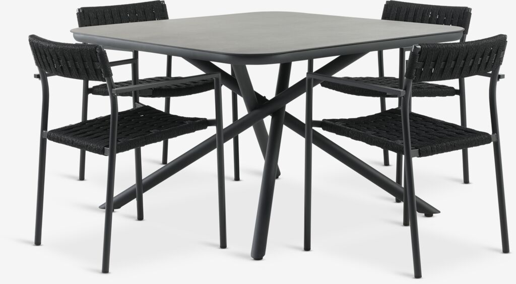 GOTHENBURG D120 stol siva + 4 TRILLEVALLEN stolice crna