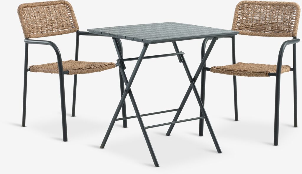 SANDVIKA D65 stol crna + 2 ORKANGER stolice natur