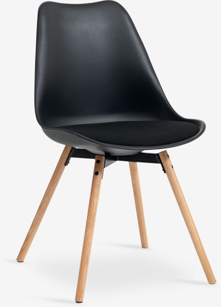 Blagovaonska stolica KASTRUP crna/natur hrast