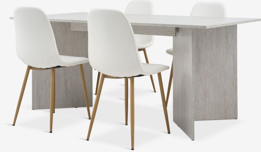 KRONDAL D180 stol travertin + 4 JONSTRUP stolice bijela