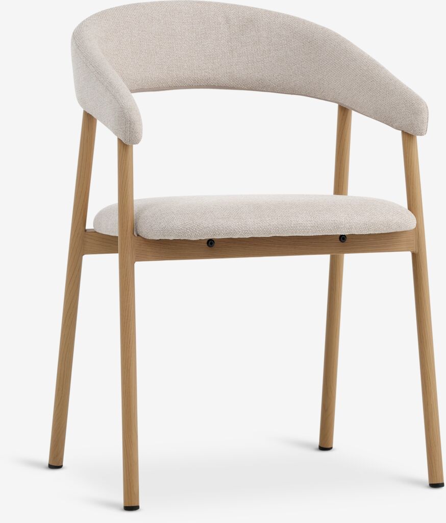 Blagovaonska stolica EJSING bež tkanina/natur hrast boja