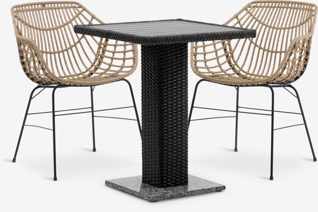 THY D60 stol crna + 2 ILDERHUSE stolica natur