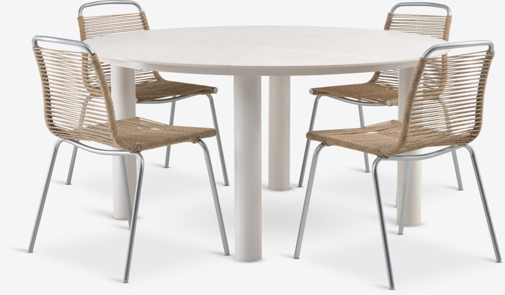 SURNADAL Ø150 stol bež + 4 MIDDAGSBERGET stolice