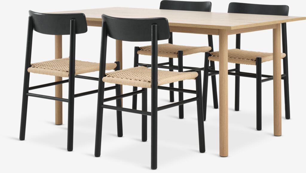 ALSTED D160 stol natur hrast + 4 ISLEV crna/natur