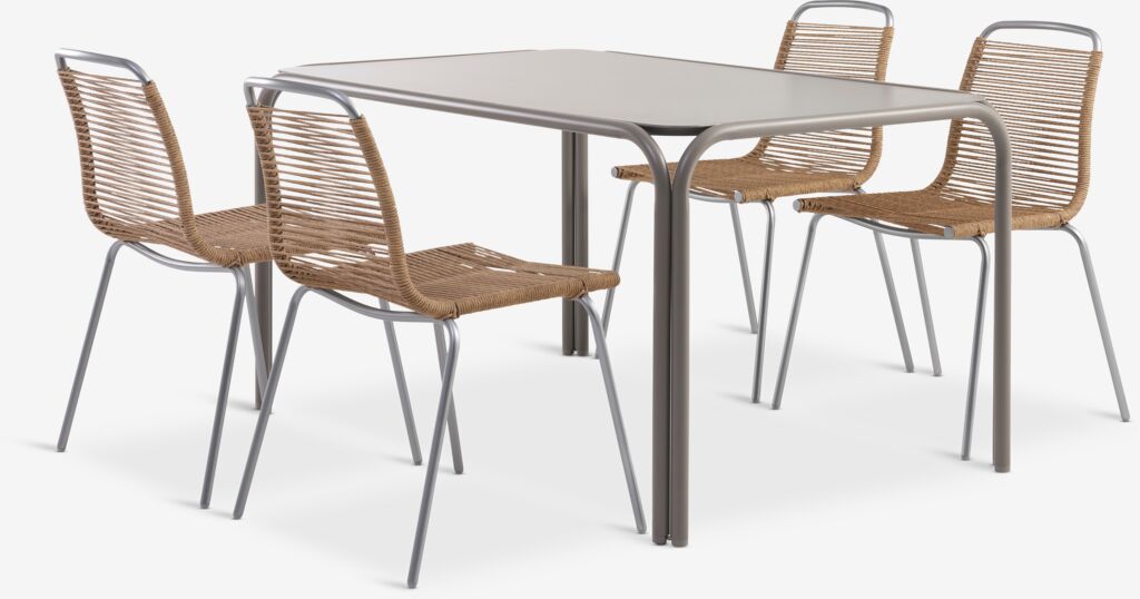 RAUMA D140 stol pijesak + 4 MIDDAGSBERGET stolica natur