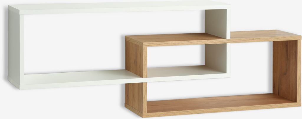 Zidna polica ALLESTED 2 police bijela/divlji natur hrast