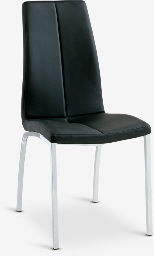 Blagovaonska stolica HAVNDAL crna umjetna koža/krom