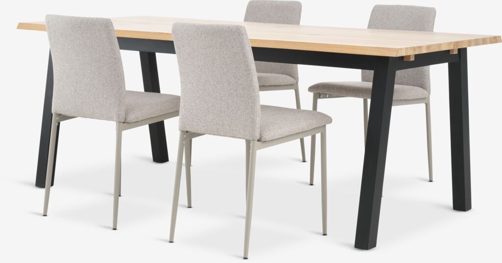 SKOVLUNDE D200 stol natur hrast + 4 BRANDE bež