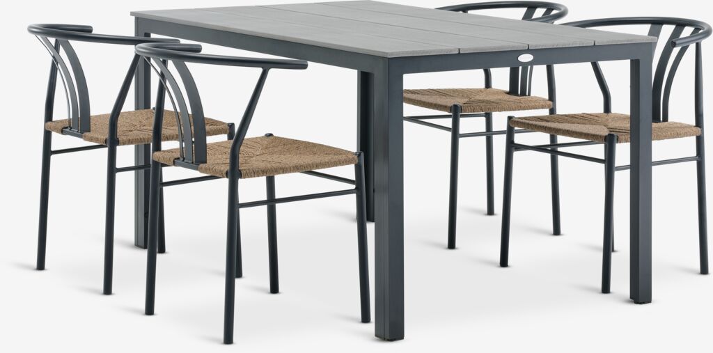 MARIELYST D150 stol siva + 4 TAGMARK stolice crna