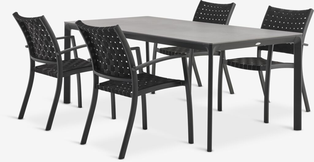 KUMLA D200 stol siva + 4 GLOMFJORD stolice crna