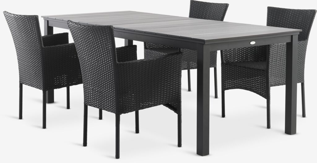 MOSS D214/315 stol siva + 4 AIDT stolice crna