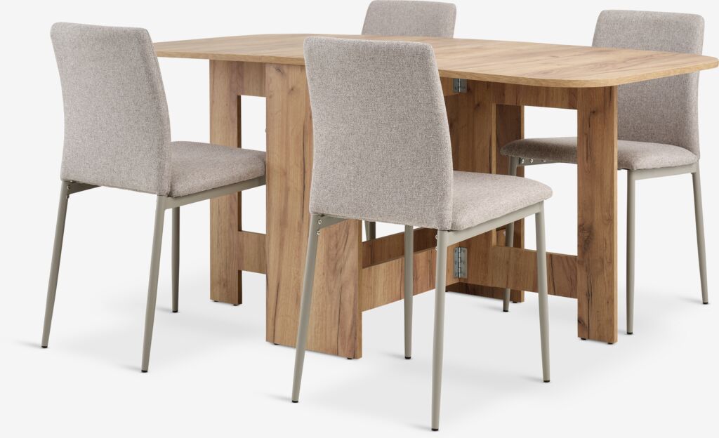 ALLING D100/163 stol topli hrast + 4 BRANDE stolice bež