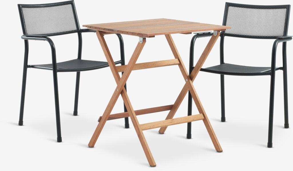 VRAADAL D62 stol tvrdo drvo + 2 HEMSEDAL stolice crna