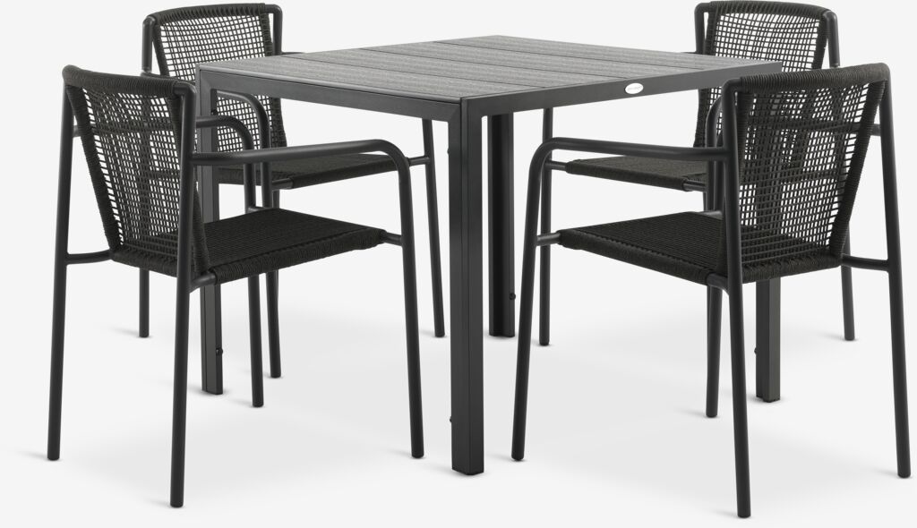 MADERUP D90 stol crna + 4 KRISTIANSTAD stolica zelena