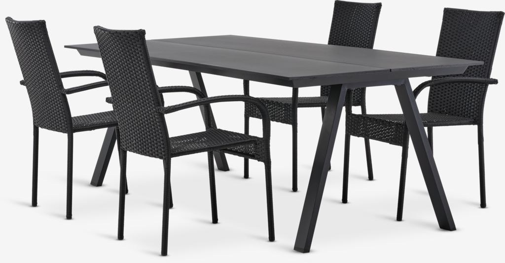 FAUSING D220 stol + 4 GUDHJEM stolice crna