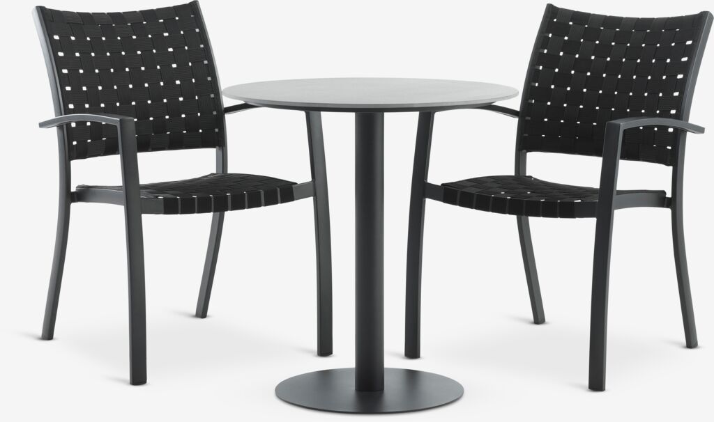 VAMDRUP Ø70 stol siva + 2 GLOMFJORD stolica crna