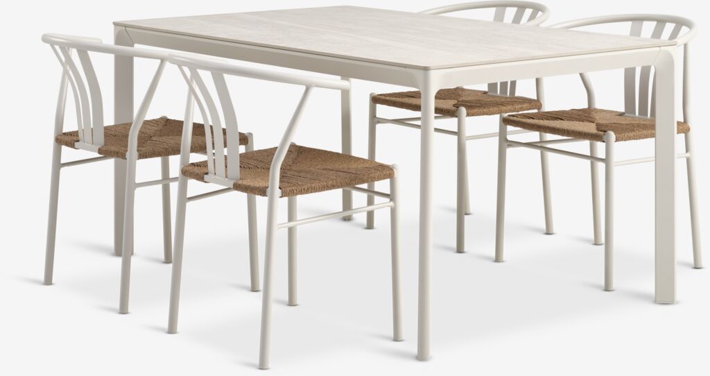 KUMLA D150 stol + 4 TAGMARK stolice bež