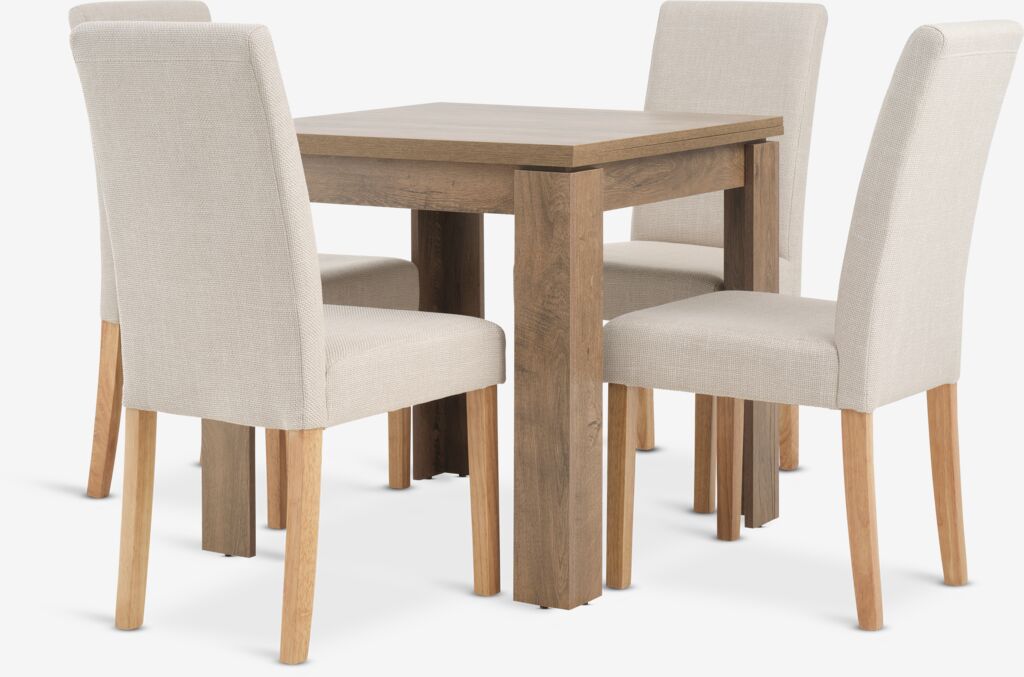 VEDDE D80/160 stol divlji tamni hrast + 4 TUREBY bež