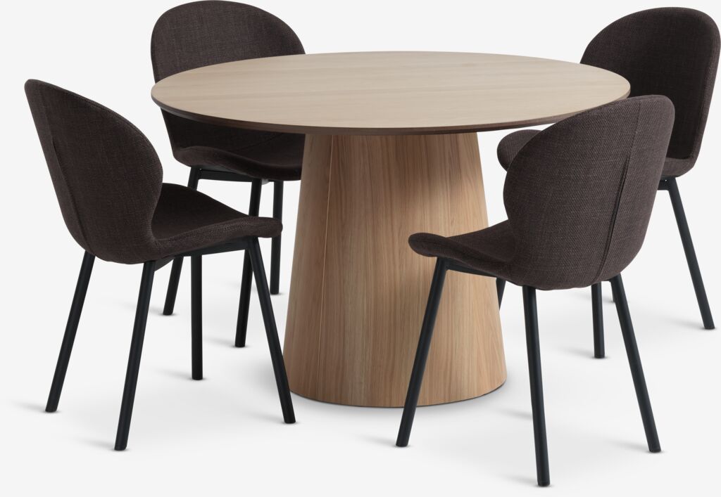 KLIPLEV Ø120 stol natur hrast + 4 GEVNINGE bež/crna