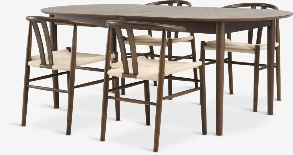 MARSTRAND D200/280 stol tamni hrast + 4 GUDERUP tamni hrast