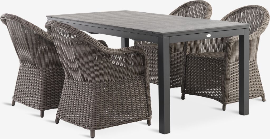 VATTRUP D172/276 stol crna + 4 GAMMELBY stolice siva