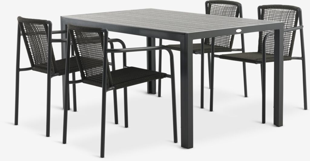 MADERUP D150 stol crna + 4 KRISTIANSTAD stolice zelena