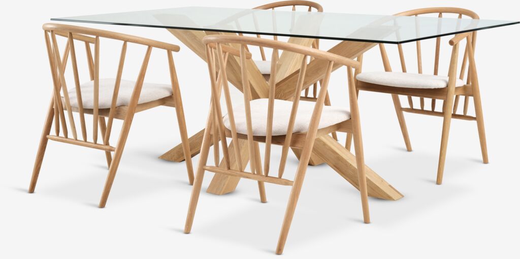 AGERBY D190 stol natur hrast + 4 LYKSBORG natur hrast