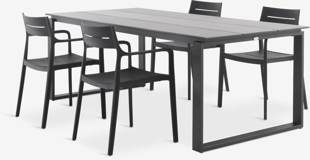 SONNERUP D215 stol siva + 4 INGSTRUP stolice crna