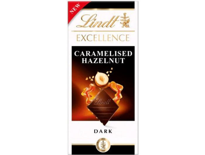 Lindt tamna čokolada s lješnjacima i karamelom 100 g