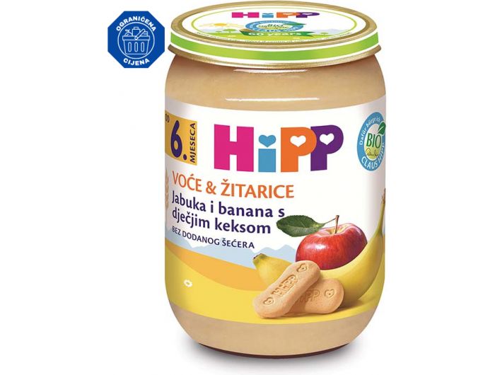 Hipp EKO dječja kašica jabuka banana i keks 190 g