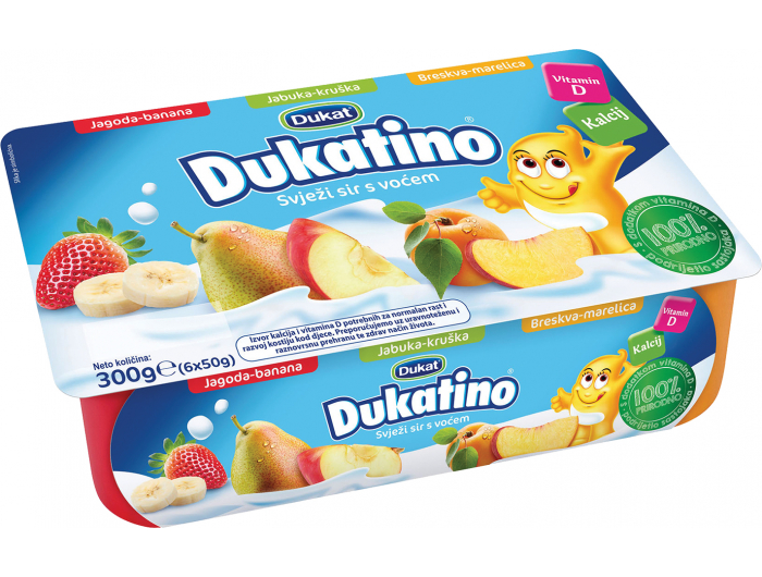 Dukat Dukatino svježi sir s voćem 6 x 50 g