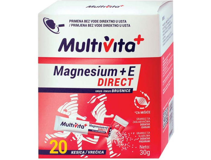 Multivita Magnesium + E Direct okus brusnice 20/1 30 g
