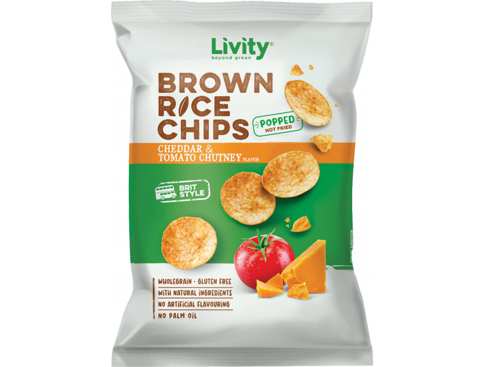 Livity Brown Rice čips cheddar&tomato chutney 60 g