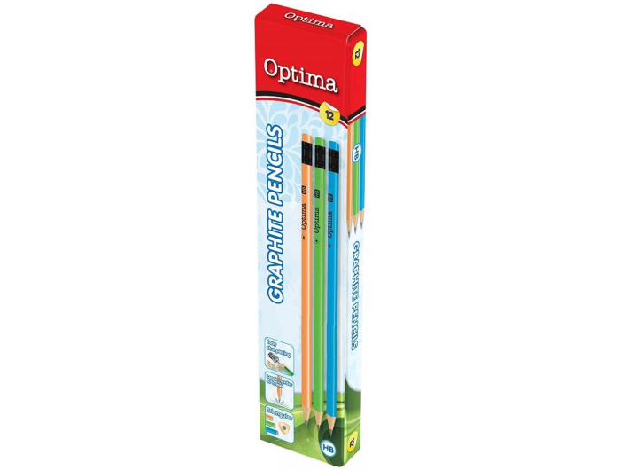 Optima trokutasta grafitna olovka s gumicom 100149 P12/144/1728