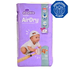 Violeta Double Care Air Dry Pelene, veličina 4+ (Maxi) 9-15 kg 56/1 + Vlažne maramice 40/1
