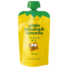 Nutrino lab junior mix mješavina voćnih kaša jabuka i banana s keksom 180 g