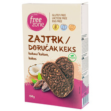 Free zone integralni keksi s kakaom i kokosom bez glutena 150 g