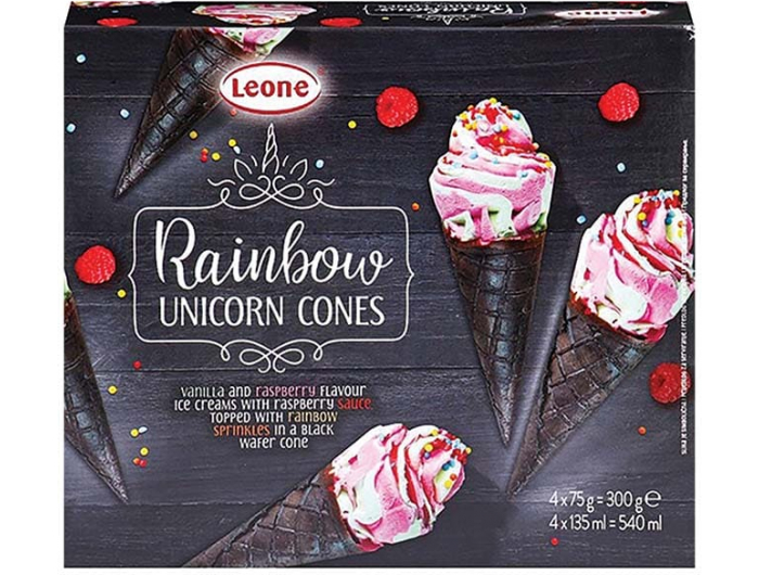 Leone sladoled Rainbow kornet 4x135 ml
