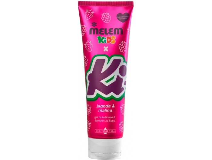 Melem Kids x Ki-Ki šampon i gel za tuširanje, jagoda i malina 260 ml