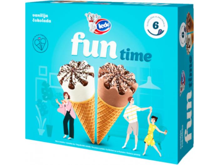Ledo Fun time Kornet vanilija i čokolada 6x110 ml
