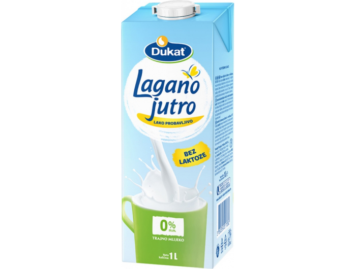 Dukat Lagano jutro Mlijeko bez laktoze 0 % m.m. 1 L